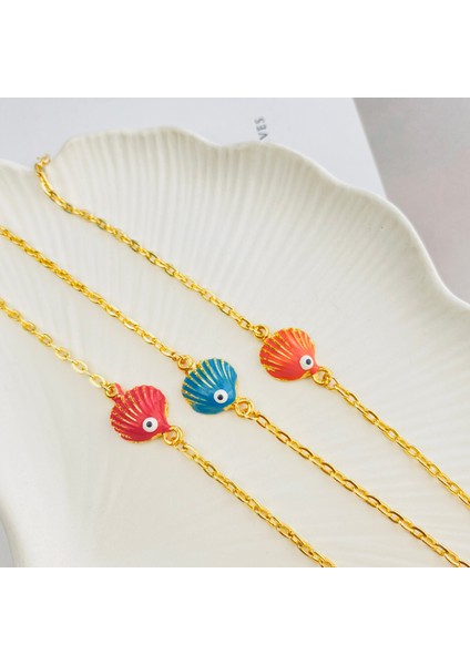 Mineli Bileklik Deniz Kabuğu Bileklik Pirinç Gold 17+5cm fiyatları