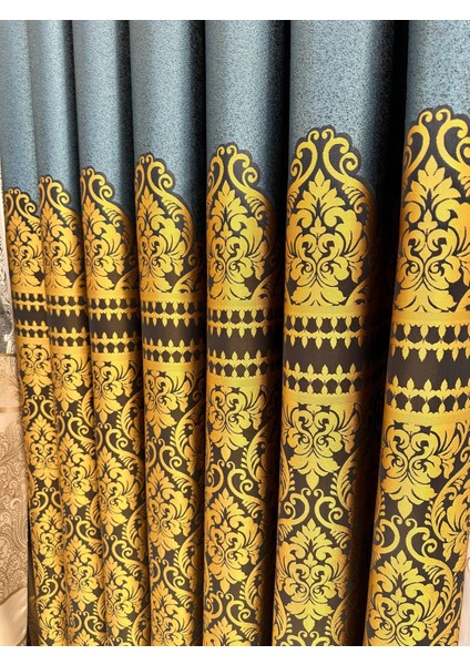 Nivemeshome Side FT632057 V- 2504 Turkuaz 1/3 Sık Pileli Fon Perde Apm