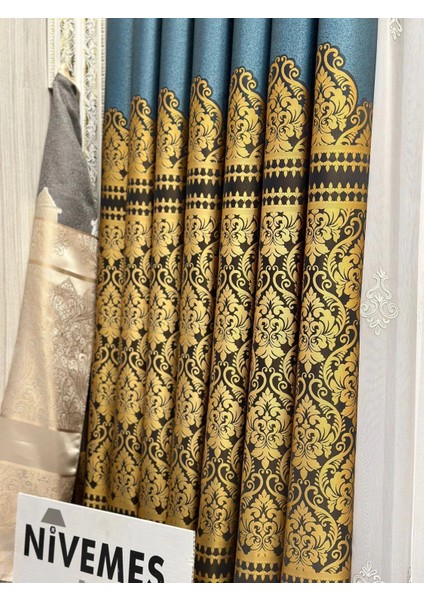 Nivemeshome Side FT632057 V- 2504 Turkuaz 1/3 Sık Pileli Fon Perde Apm modelleri