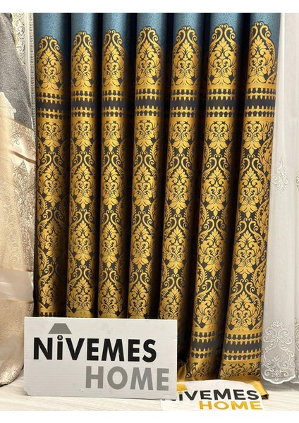 Nivemeshome Side FT632057 V- 2504 Turkuaz 1/3 Sık Pileli Fon Perde Apm