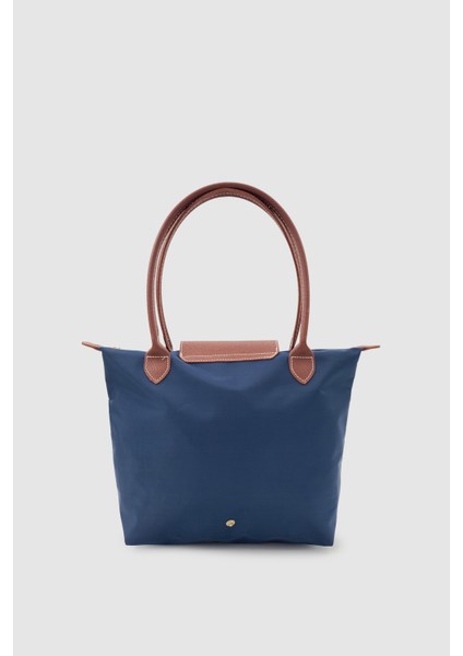 Liros Çıtçıt Kapak ve Fermuar Kapamalı Katlanabilir Büyük Boy Tote Omuz Çantası Lacivert-Taba indirimleri