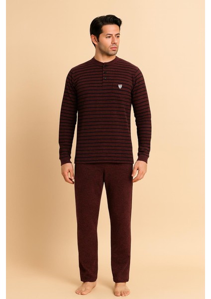 Erkek Bordo Selanik Kumaş Pijama Takımı – Uzun KOLLU-3346-B fiyatları