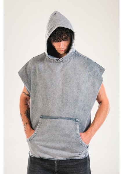 Premium Kapüşonlu Gri Sweat