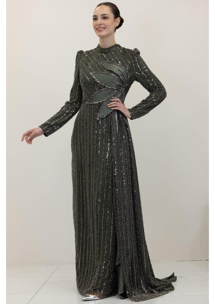 Bergüzar Tesettür Abiye Haki