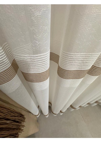 Nivemeshome Trend Şerit Detaylı 1/3 Sık Pileli Tül Perde Apm