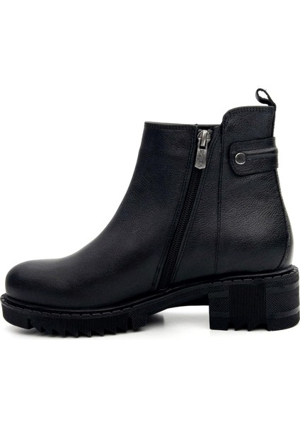 1950811K Kadın Hakiki Deri Kalın Taban Fermuarlı Kısa Bot modelleri