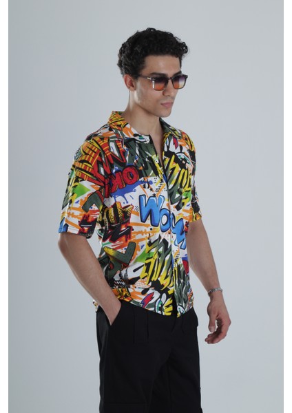 Erkek Wow Desenli Hawai Gömlek modelleri