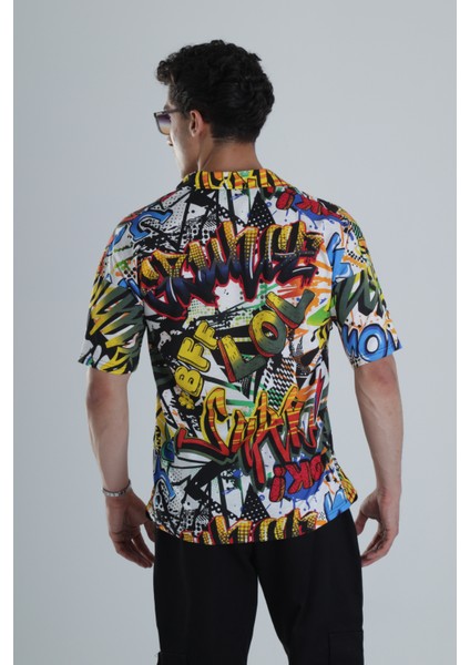 Erkek Wow Desenli Hawai Gömlek fırsatları