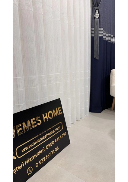 Nivemeshome Karan Gümüş 1/3 Sık Pileli Tül Perde Apm indirimleri
