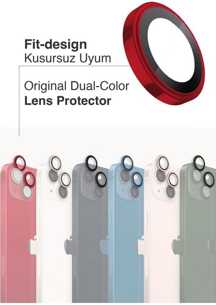 (Kaliteyi Bozmaz) iPhone 13 / 13 Mini Uyumlu Kolay Kurulum Aparatlı Safir Kamera Kırmızı Lens Koruyucu fiyatları