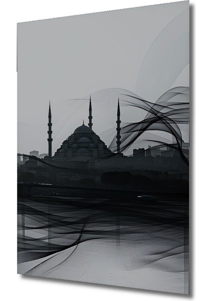 Istanbul Silüeti Modern Çizgiler Dekoratif Ahşap Ev/işyeri/ofis Kare Tablo fiyatları