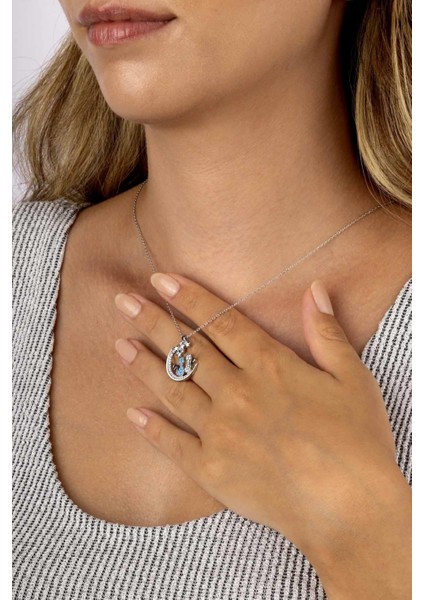 Firuze Taşlı Yıldızları Izleyen Çift Kedi Kadın Gümüş Kolye fiyatları