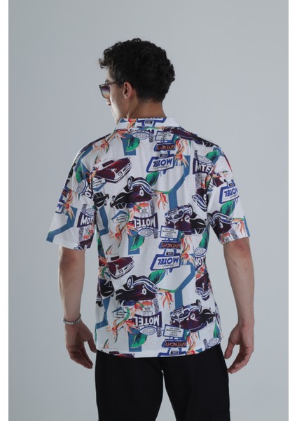 Erkek Araç Desenli Hawai Gömlek modelleri