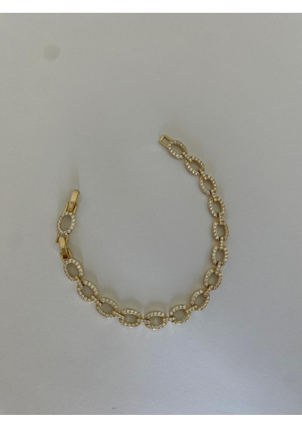 Xuping Özel Seri Tam Zirkon Taşlı Oval Şerit Gold Bileklik indirimleri