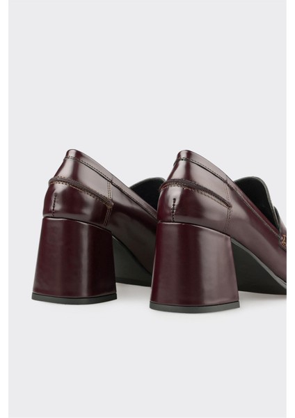 Bordo Deri Kadın Topuklu Ayakkabı fırsatları