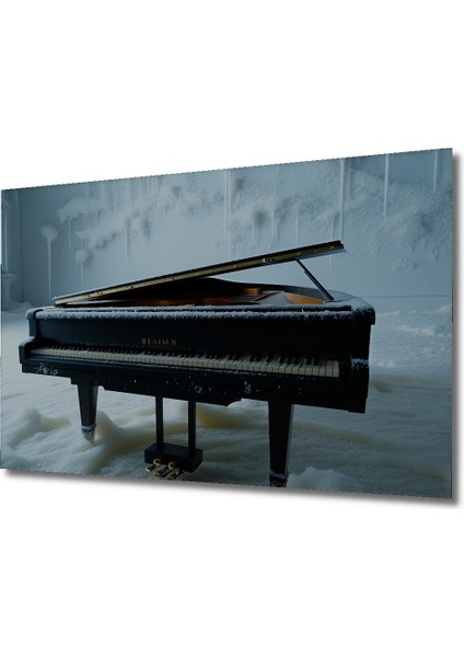 Karlar Altında Piyano Yağlı Boya Görünümlü Dekoratif Ahşap Ev/işyeri/ofis Kare Tablo fiyatları