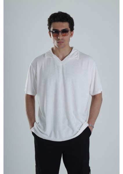 Erkek Beyaz T-Shirt Dokuma Kumaş