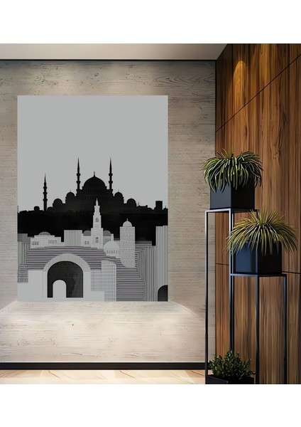 Istanbul Silüeti Modern Sanat Dekoratif Ahşap Ev/işyeri/ofis Kare Tablo