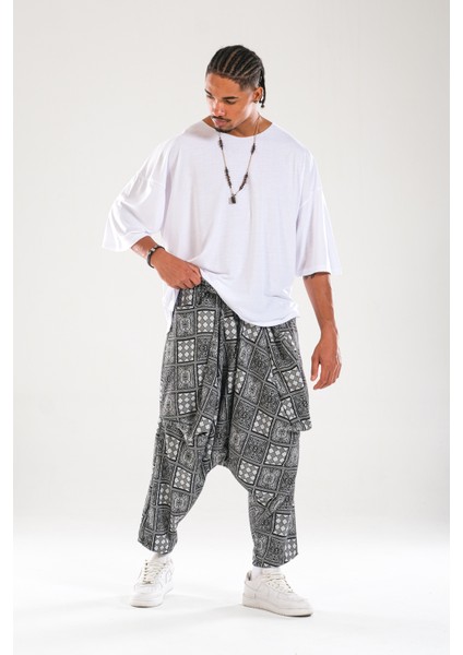 Erkek Dama Desenli Oversize Avangard Şalvar Pantolon COC1118 fiyatları