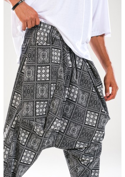 Erkek Dama Desenli Oversize Avangard Şalvar Pantolon COC1118 fırsatları