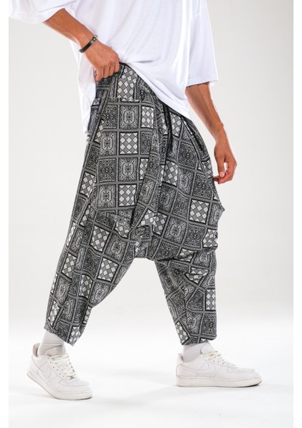 Erkek Dama Desenli Oversize Avangard Şalvar Pantolon COC1118 indirimleri