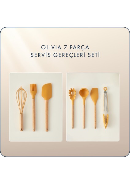 Olivia 7 Parça Servis Gereçleri Seti Hardal