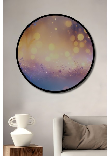 Çerçeve Görünümlü Büyülü Orman Sulu Boya Görünümlü Dekoratif Ahşap Ev/işyeri/ofis Yuvarlak Tablo