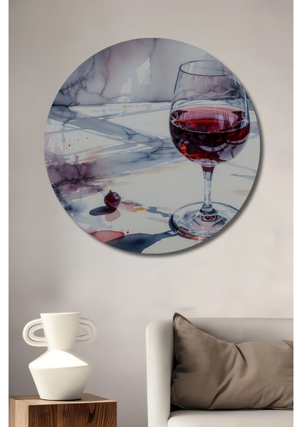 Kırmızı Şarap Sulu Boya Görünümlü Dekoratif Ahşap Dekoratif Ev/işyeri/ofis Yuvarlak Tablo
