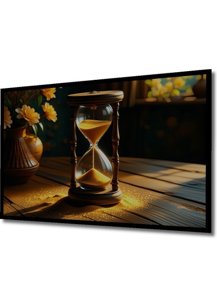 Çerçeve Görünümlü Altın Kum Saati Zamana Yolculuk Dekoratif Ahşap Ev/işyeri/ofis Kare Tablo fiyatları