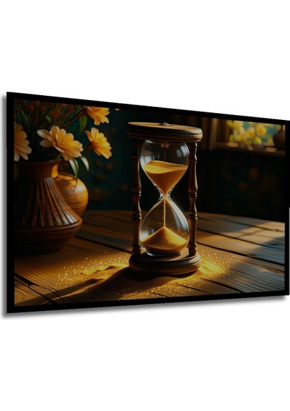 Çerçeve Görünümlü Altın Kum Saati Zamana Yolculuk Dekoratif Ahşap Ev/işyeri/ofis Kare Tablo modelleri