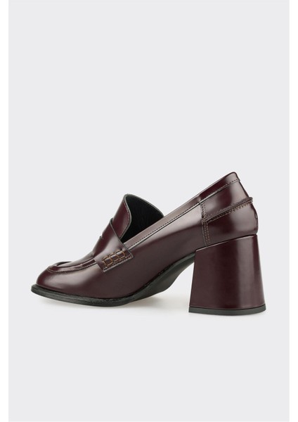 Bordo Deri Kadın Topuklu Ayakkabı modelleri