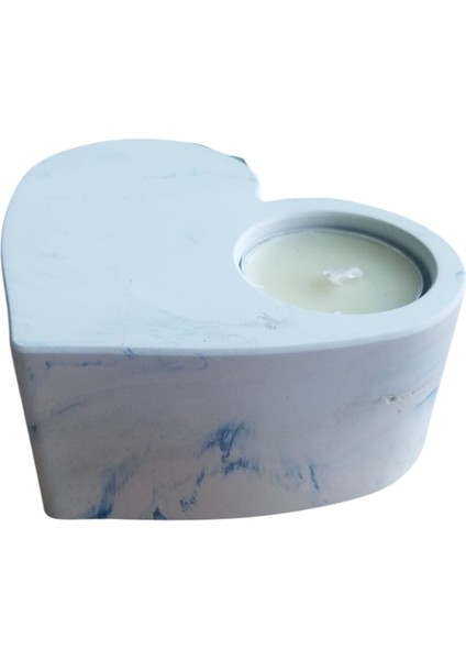 Homemade Dekoratif Obje Kalp Şekilli Mermer Desenli Taş Mumluk modelleri