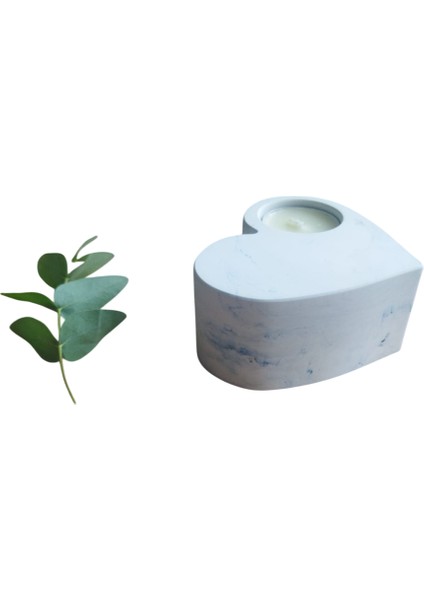 Homemade Dekoratif Obje Kalp Şekilli Mermer Desenli Taş Mumluk indirimleri