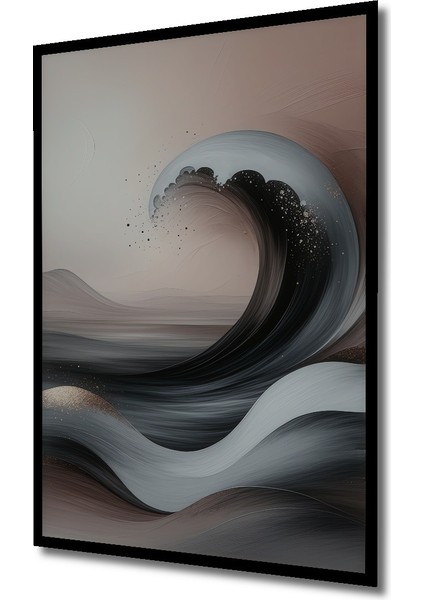 Çerçeve Görünümlü Estetik Dalgalar Yağlı Boya Görünümlü Dekoratif Ahşap Ev/işyeri/ofis Kare Tablo fiyatları