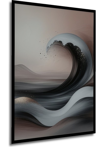 Çerçeve Görünümlü Estetik Dalgalar Yağlı Boya Görünümlü Dekoratif Ahşap Ev/işyeri/ofis Kare Tablo modelleri