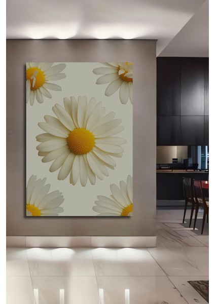 Papatya Bahçesi Yağlı Boya Görünümlü Dekoratif Ahşap Ev/işyeri/ofis Kare Tablo