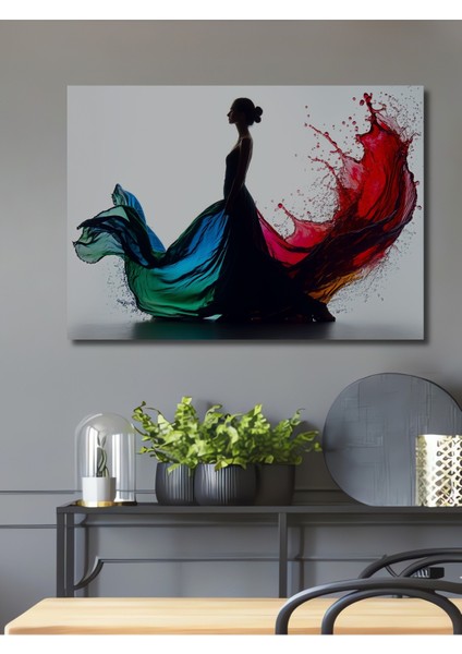Renkli Dans Eten Kadın Dekoratif Ahşap Ev/işyeri/ofis Kare Tablo
