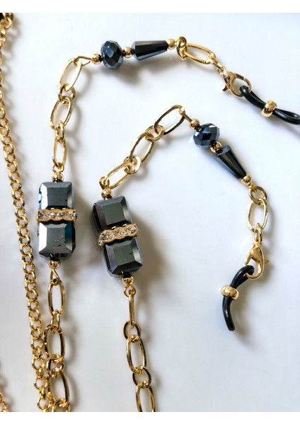 Gözlük Zinciri Altın Kaplama Zincirli Gerçek Kristal Taşlı Gözlük Askısı fiyatları