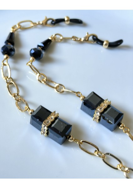 Gözlük Zinciri Altın Kaplama Zincirli Gerçek Kristal Taşlı Gözlük Askısı modelleri