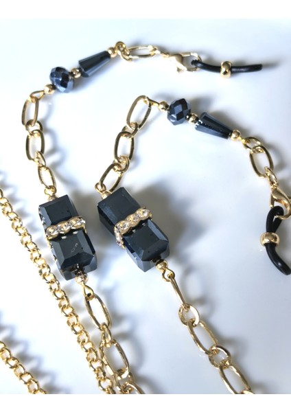 Gözlük Zinciri Altın Kaplama Zincirli Gerçek Kristal Taşlı Gözlük Askısı fırsatları