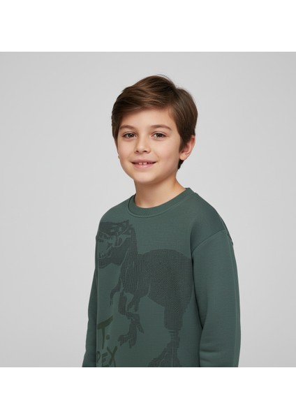 T-Rex Baskılı Erkek Çocuk Sweatshirt