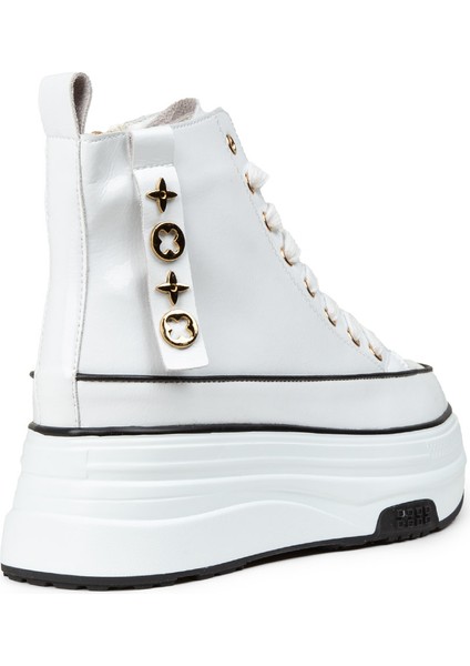 Kadın Beyaz Rugan High Top Sneaker - 25336ZBYZC01 fiyatları
