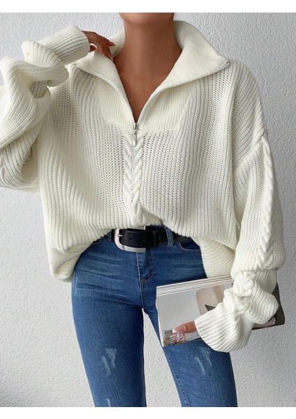 Selanik Örgülü Fermuarlı Tunik Triko Kazak indirimleri