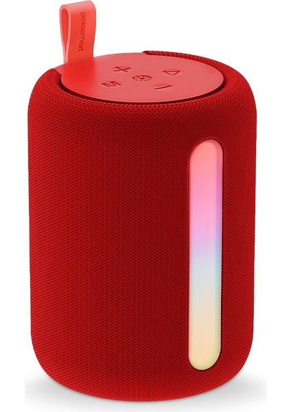 PBS228 Işıklı Taşınabilir Kablosuz Bluetooth Speaker Hoparlör 1200 Mah Kırmızı