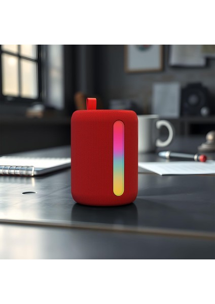PBS228 Işıklı Taşınabilir Kablosuz Bluetooth Speaker Hoparlör 1200 Mah Kırmızı fırsatları