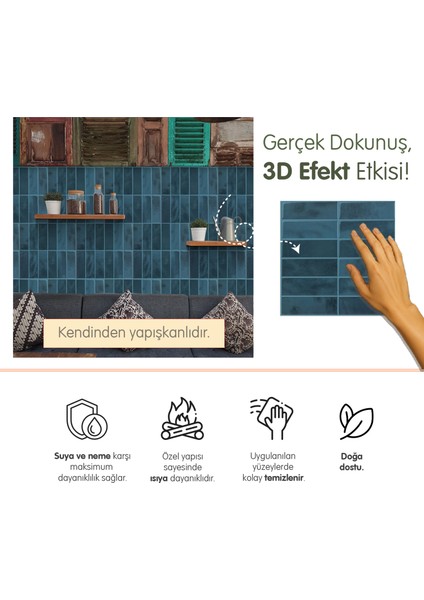 3D Kendinden Yapışkanlı Duvar Karosu 30,5 cm x 30,5 cm (4 Adet) 0,371 M² fiyatları