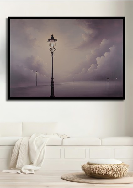 Çerçeve Görünümlü Sisli Lamba Yağlı Boya Görünümlü Dekoratif Ahşap Ev/işyeri/ofis Kare Tablo