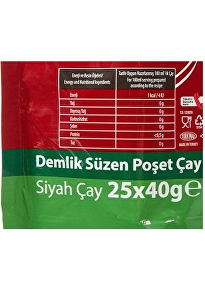 Karadeniz Tiryaki Demlik Poşet Çay 25 Adet 40 gr Yerli Üretim Aromalı Çay fırsatları