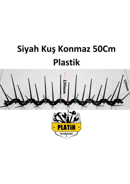Kuş Konmaz Plastik 50CM Siyah 10 Adet