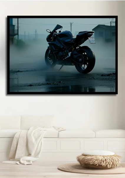 Çerçeve Görünümlü Siyah Motor Tutkusu Dekoratif Ahşap Dekoratif Ev/işyeri/ofis Kare Tablo